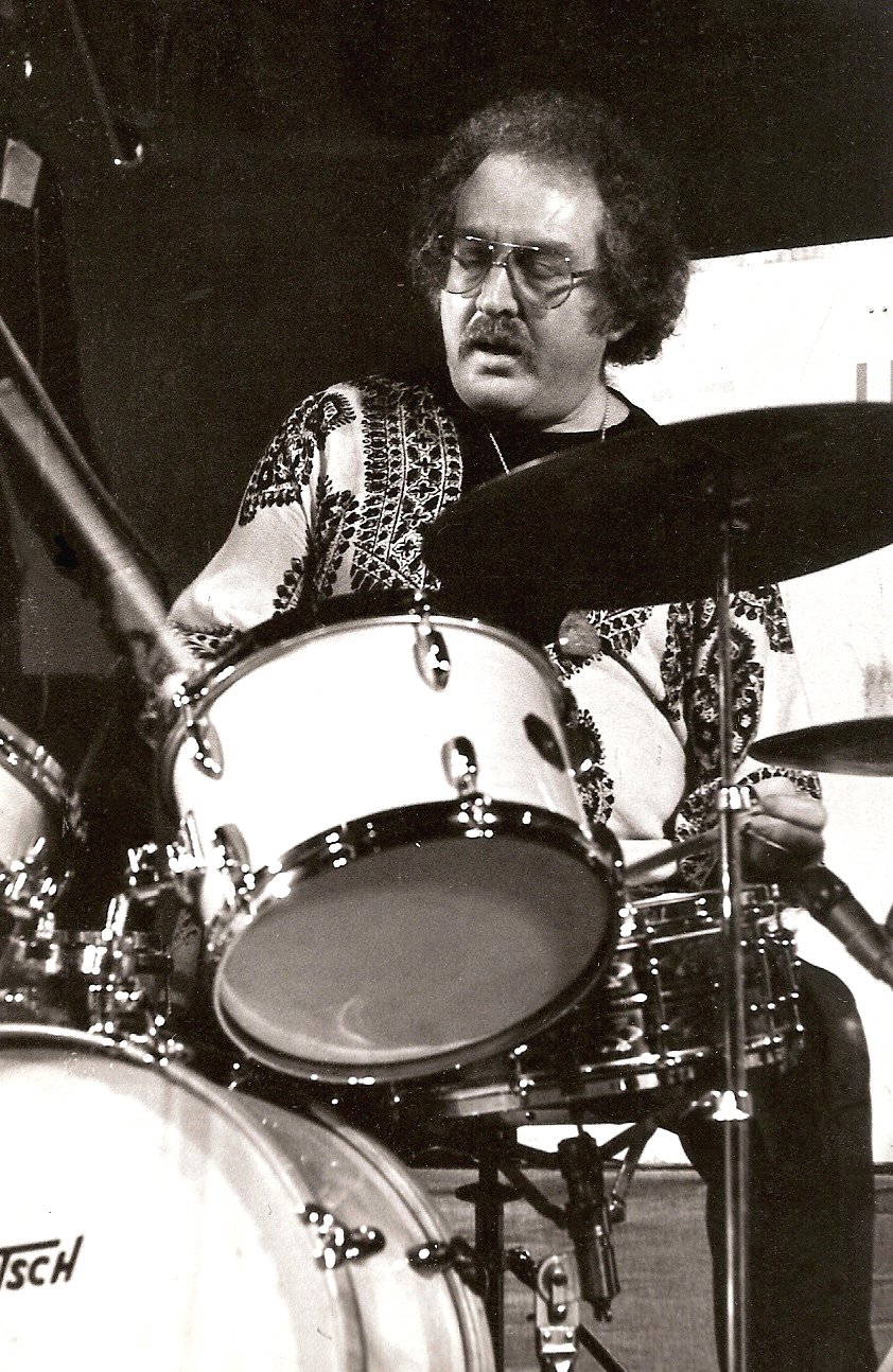 Picture of Mel Lewis playing drums.